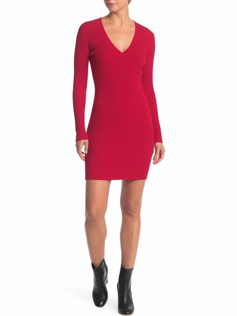 Rag & Bone Brea Red Knit Sweater Long Sleeve Mini Dress